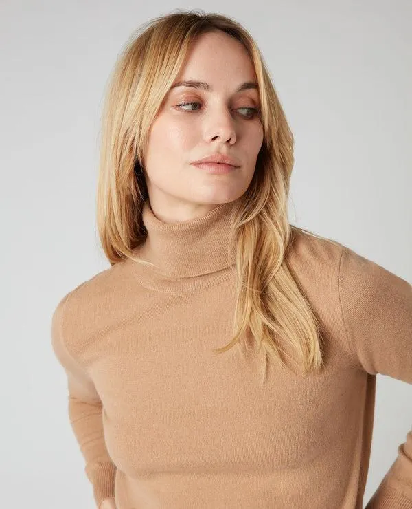 Women Women039s Polo Neck Cashmere SweaterIn Sahara Brown Sahara Brown NPeal Turtle Necks
