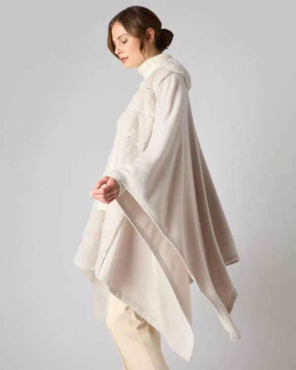 Women Women039s Rex Trim Lightweight Cashmere CapeIn Snow Grey Snow Grey NPeal Pashminas Wraps and Shawls