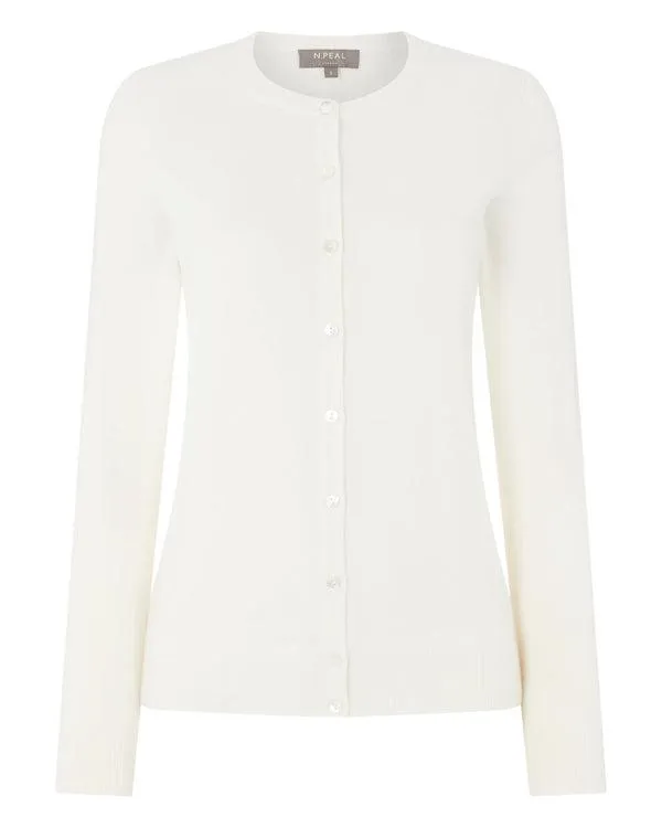 Women Women039s Round Neck Cashmere CardiganIn New Ivory White New Ivory White NPeal Cardigans