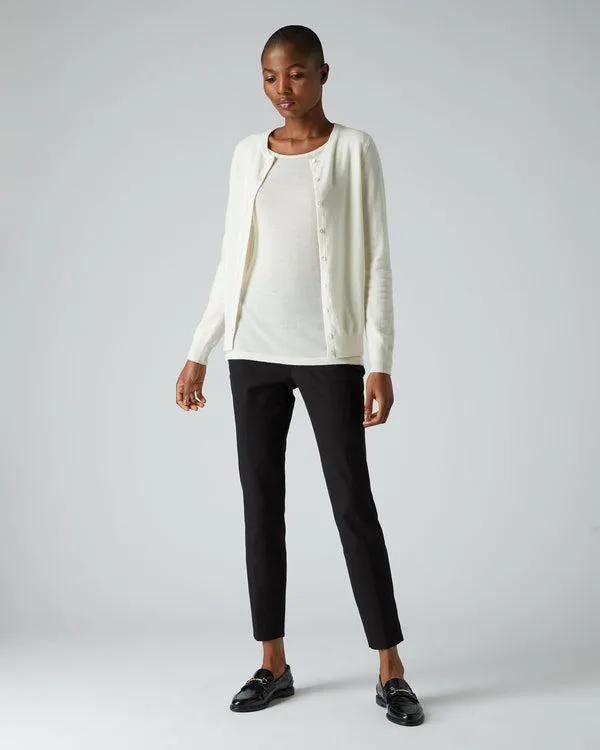 Women Women039s Round Neck Cashmere CardiganIn New Ivory White New Ivory White NPeal Cardigans