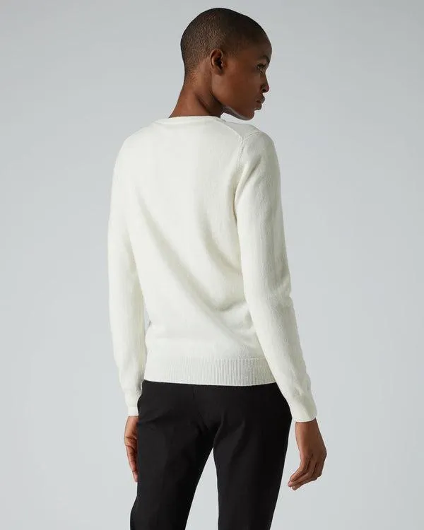 Women Women039s Round Neck Cashmere CardiganIn New Ivory White New Ivory White NPeal Cardigans