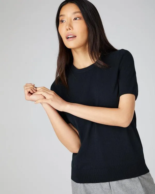 Women Women039s Round Neck Cashmere T ShirtIn Black Black NPeal Tops and Tshirts