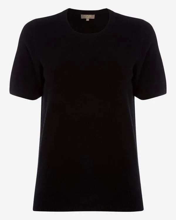 Women Women039s Round Neck Cashmere T ShirtIn Black Black NPeal Tops and Tshirts