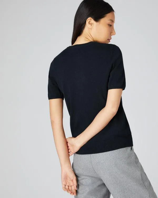 Women Women039s Round Neck Cashmere T ShirtIn Black Black NPeal Tops and Tshirts