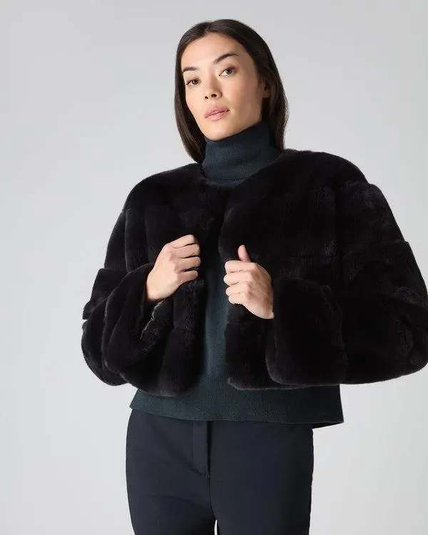 Women Women039s Short Fur JacketIn Dark Grey Dark Grey NPeal Coats and Jackets