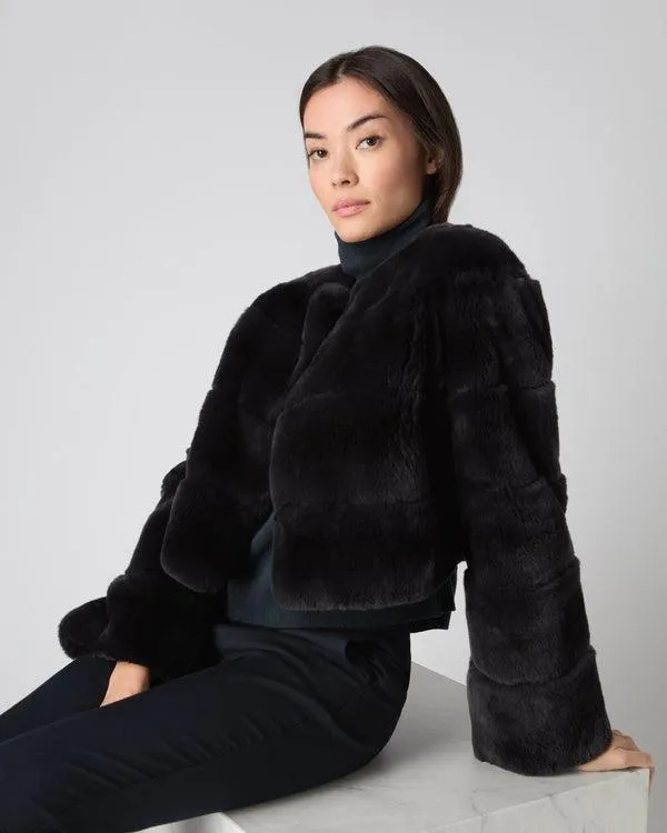 Women Women039s Short Fur JacketIn Dark Grey Dark Grey NPeal Coats and Jackets