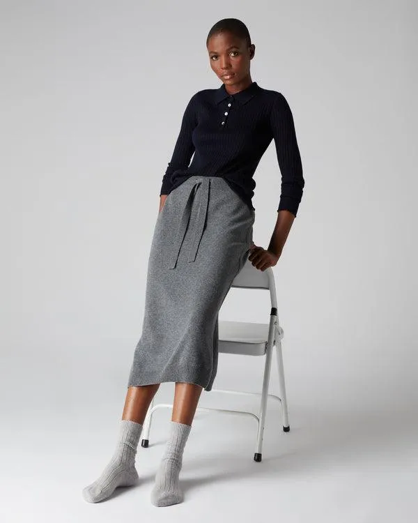 Women Women039s Superfine Collared Rib Cashmere SweaterIn Navy Blue Navy Blue NPeal Tops and Tshirts