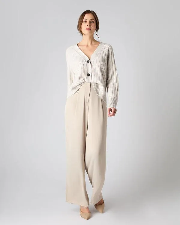 Women Women039s Wide Rib Cashmere CardiganIn Pebble Grey Pebble Grey NPeal Cardigans
