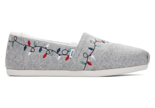 Women WomenAlpargata Tree Light Embroidery With Faux Fur Embroidered Grey TOMS Exclusives