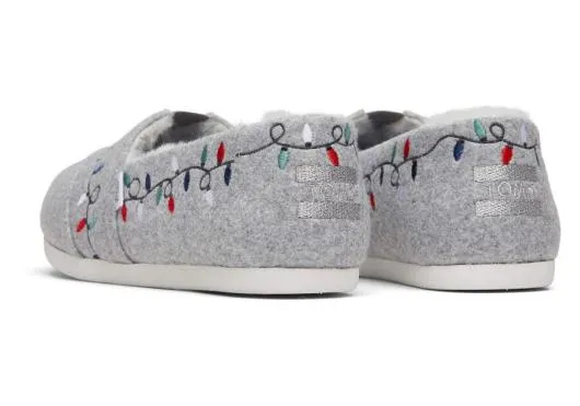 Women WomenAlpargata Tree Light Embroidery With Faux Fur Embroidered Grey TOMS Exclusives
