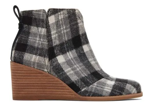 Women WomenClare Grey Plaid Wedge Boot Grey Plaid TOMS Exclusives