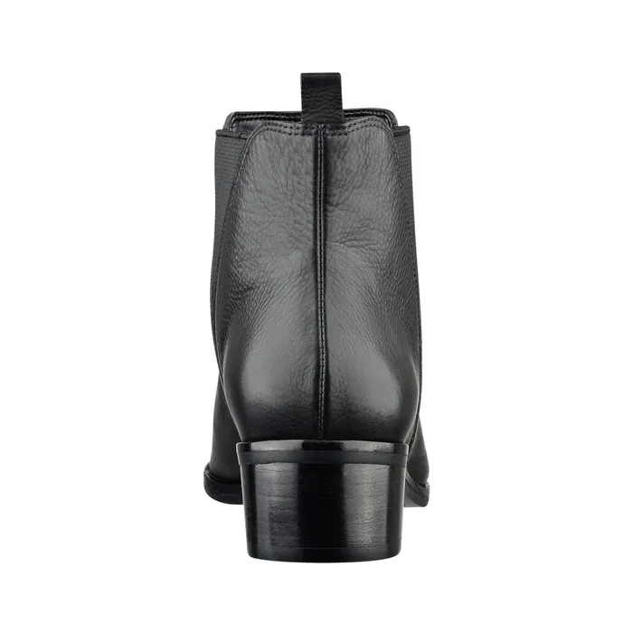 Women Yale Pointy Toe Chelsea Bootie Black Leather Marc Fisher Boots and Booties