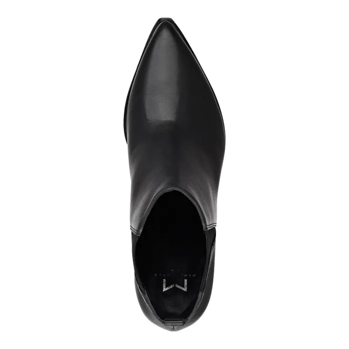 Women Yale Pointy Toe Chelsea Bootie Black Leather Marc Fisher Boots and Booties