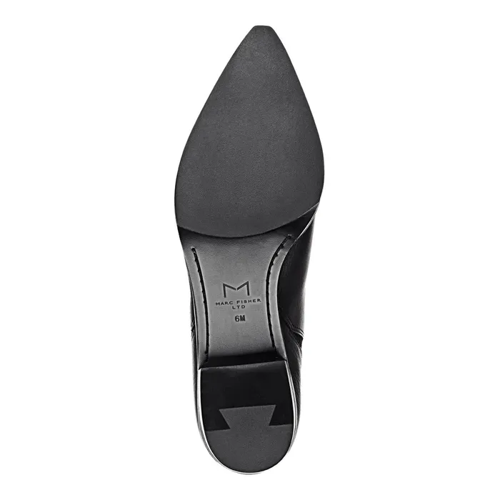 Women Yale Pointy Toe Chelsea Bootie Black Leather Marc Fisher Boots and Booties