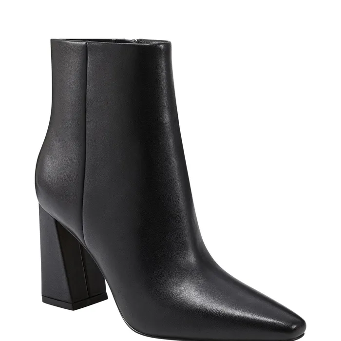 Women Yanara Heeled Bootie Black Leather Marc Fisher Dress Boots