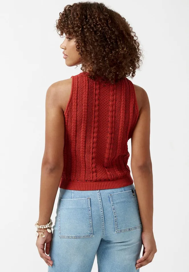 Women Ynez Burnt Ochre Orange Womens Sweater Tank Top Burnt Ochre Buffalo David Bitton Tops and Tees