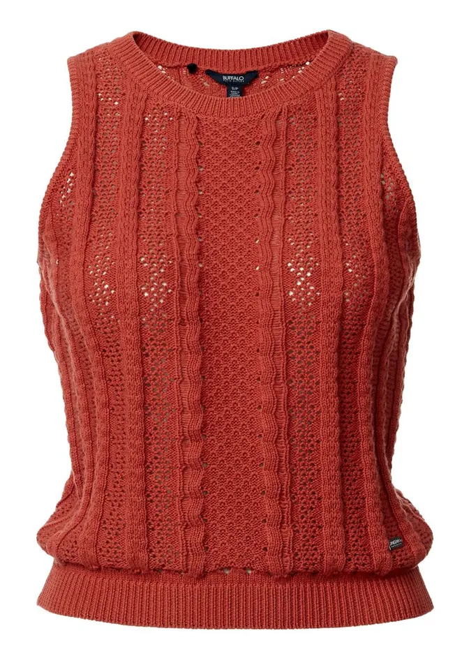 Women Ynez Burnt Ochre Orange Womens Sweater Tank Top Burnt Ochre Buffalo David Bitton Tops and Tees