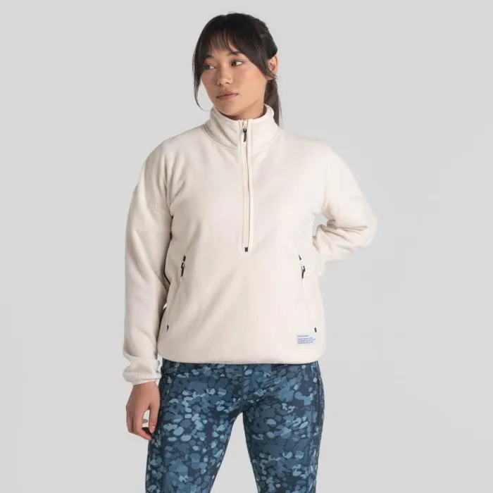 Womens Half Zip Fleece Craghoppers CO2 Renu Half Zip Fleece Ecru