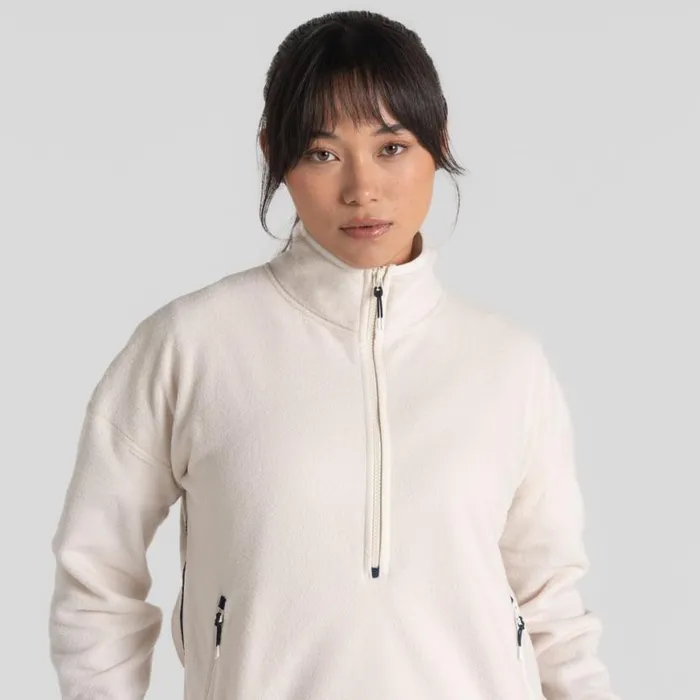 Womens Half Zip Fleece Craghoppers CO2 Renu Half Zip Fleece Ecru Womens Half Zip Fleece Craghoppers CO2 Renu Half Zip Fleece Ecru