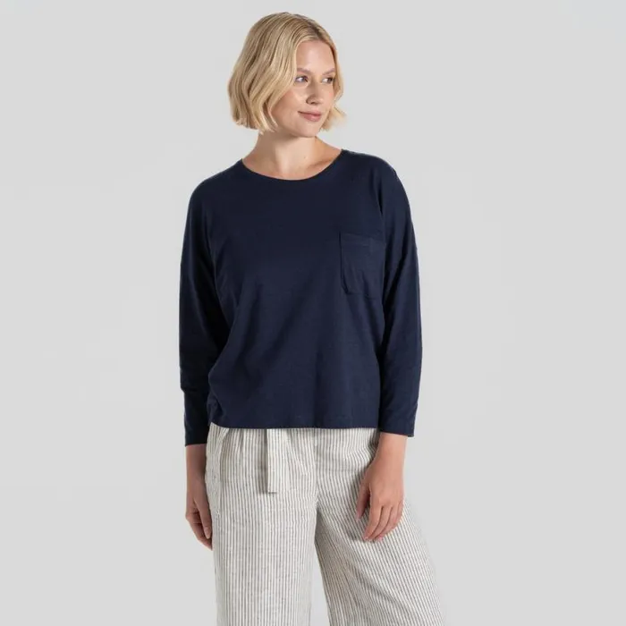 Womens Long Sleeve Craghoppers Nosibotanical Emere Long Sleeved Top Blue Navy