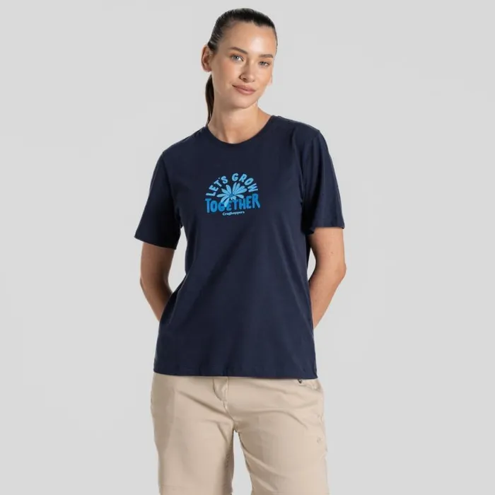 Womens Short Sleeve Craghoppers Malibo Short Sleeved TShirt Blue Navy Grow