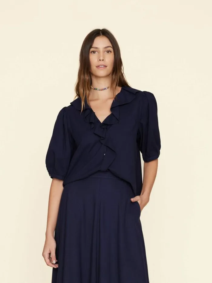 Xirena Navy Caspia Top Women Tops