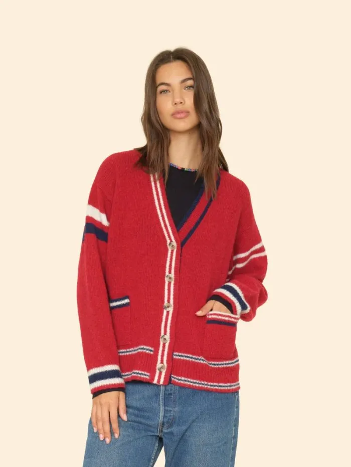 Xirena Red Blue Carey Cardigan Women Sweaters and Jackets