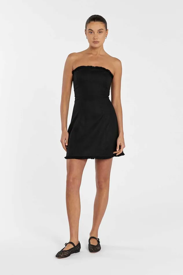 ZAHARA BLACK FRINGED MINI DRESS Women DISSH Mini Dresses