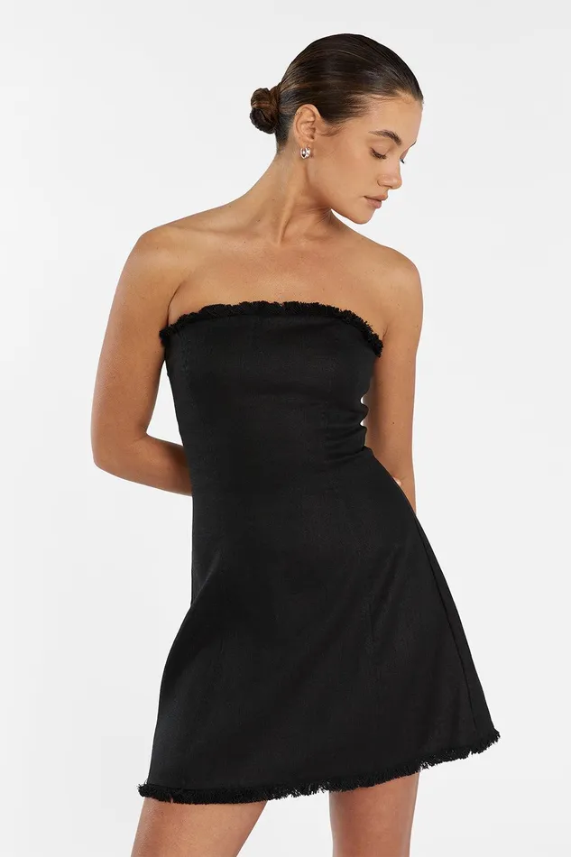ZAHARA BLACK FRINGED MINI DRESS Women DISSH Mini Dresses